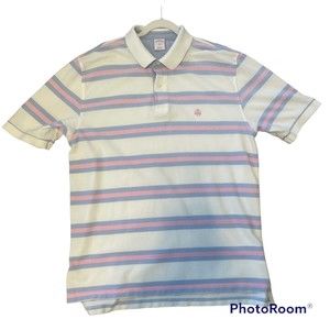 Brooks Brothers 346 Short Sleeve polo XL White, Blue, And Pink
